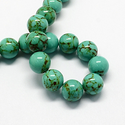 Medium Sea Green Dyed Synthetic Turquoise Gemstone Bead Strands, Round, Medium Sea Green, 8mm, Hole: 1mm, about 50pcs/strand, 15.7 inch