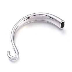 Stainless Steel Color 304 Stainless Steel S-Hook Clasps, for Leather Cord Bracelets Making, Hook, Stainless Steel Color, 66.5x34x11mm, Hole: 4x8mm