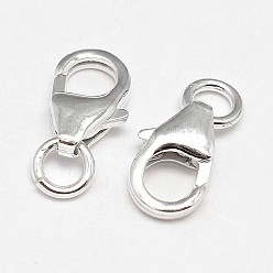 Silver 925 Sterling Silver Lobster Claw Clasps, with Jump Rings, Silver, 10x6x2.8mm, Hole: 3.5mm, about 39pcs/20g