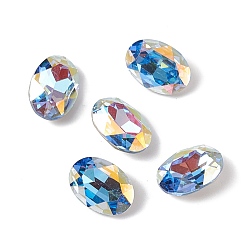 Zafiro Ligero AB Cabujones de diamantes de imitación de cristal, puntiagudo espalda y dorso plateado, oval, zafiro ligero ab, 14x10x5.5 mm