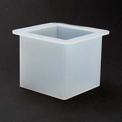 Белый Силиконовые формы для украшения кубических образцов, формы для литья смолы, для изготовления изделий из уф-смолы и эпоксидной смолы, белые, форма: 105x105x81 мм, деревянная доска: 94x77x1.5мм, 5 шт / комплект