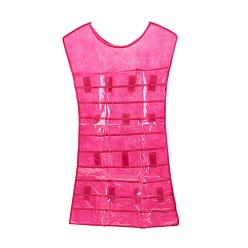 Темно-Розовый Нетканые ткани ювелирные подвесные витринные сумки, настенные полки шкафы для хранения вещей, с прозрачным ПВХ, темно-розовыми, 75x41x0.1 см
