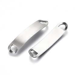 Stainless Steel Color 201 Stainless Steel Links Connectors, Stamping Blank Tag, Rectangle Oval, Stainless Steel Color, 45x10x5mm, Hole: 4x6mm