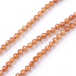 Orange Natural Garnet Beads Strands, Faceted, Round, Orange, 3~3.5mm, Hole: 0.5mm, about 115~130pcs/strand, 14.5~16.1 inch(37~41cm)