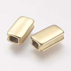 Golden 304 Stainless Steel Beads, Ion Plating (IP), Rectangle, Golden, 12.6x5.8x4mm, Hole: 2.6x3.3mm