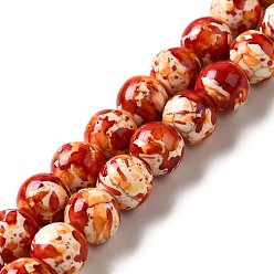 Roja Hilos de perlas sintéticas teñidas de turquesa, rondo, rojo, 7~8x7~8 mm, agujero: 1 mm, sobre 50 unidades / cadena, 14.29~14.65'' (36.3~37.2 cm)