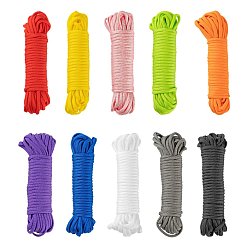 Mixed Color 100M 10 Colors 7 Inner Cores Polyester & Spandex Cord Ropes, Solid Color, for Rope Bracelets Making, Mixed Color, 4~5mm, 10m/color