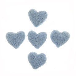 Light Blue Wool Felt Cabochons, Heart, Light Blue, 40x40mm
