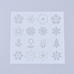 White Plastic Reusable Drawing Painting Stencils Templates, for Painting on Scrapbook Paper Wall Fabric Floor Furniture Wood, Plant , White, 130x130x0.2mm
