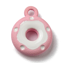 Pink Alloy Enamel Charms, Donut Charm, Pink, 12.5x10x3mm, Hole: 1.5mm