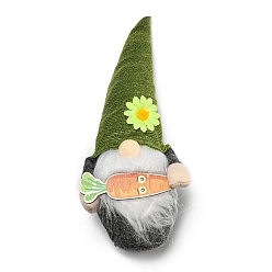 Olive Terne Poupée sans visage en tissu, décorations d'affichage de figurines de gnome, décoration de vitrine pour Pâques, vert olive, 290x113x63mm