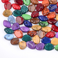 Mixed Color Acrylic Beads, Imitation Gemstone Style, Nuggets, Mixed Color, 16.5x13x6mm, Hole: 1.4mm, about 700pcs/500g