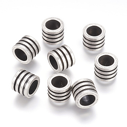 Antique Silver 304 Stainless Steel Beads, Column, Antique Silver, 10x8mm, Hole: 6.5mm