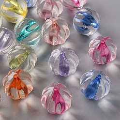 Couleur Mélangete Perles acryliques transparentes, citrouille, couleur mixte, 17.5x16mm, Trou: 1.8mm, environ183 pcs / 500 g