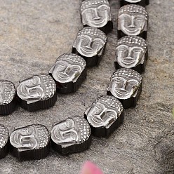 Black Plated Electroplated Buddha Non-magnetic Synthetic Hematite Bead Strands, Black Plated, 8x7x4mm, Hole: 1mm, about 49pcs/strand, 15.9 inch