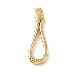 Real 18K Gold Plated Rack Plating Brass Hook Clasps, Long-Lasting Plated, Real 18K Gold Plated, 30x9.5x3mm, Hole: 1.8mm