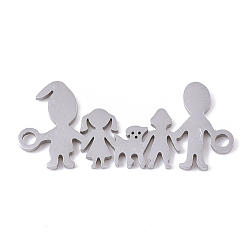 Stainless Steel Color 201 Stainless Steel Links connectors, Laser Cut Links, Family, Stainless Steel Color, 11x24.5x1mm, Hole: 1.5mm