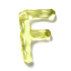 Letter F Transparent Resin Alphabet Pendants, Letter Charms, Letter.F, 41~45x33~52.5x8mm, Hole: 3.5mm