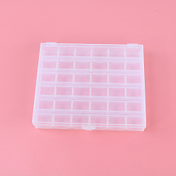 Clear Polypropylene(PP) Storage Boxes, Sewing Machine Bobbins Storage Case, Clear, 11.8x14.2x3.1cm, 36 Compartments