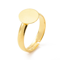 Oro Componentes del anillo de cobre amarillo, fornituras de anillo almohadilla, para la fabricación de la joyería, ajustable, color de oro, sin plomo y cadmio, tamaño: cerca de 3 mm de ancho, 17 mm de diámetro interior, Bandeja: 8 mm de diámetro