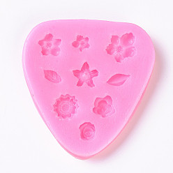Pink Food Grade Silicone Vein Molds, Fondant Molds, For DIY Cake Decoration, Chocolate, Candy Mold, Flower and Leaf, Pink, 75x70.5x6.5mm