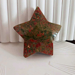 Unakita Piedras curativas de estrellas naturales de unakita, Piedras de palma de bolsillo para equilibrio de reiki., 57x57x18 mm