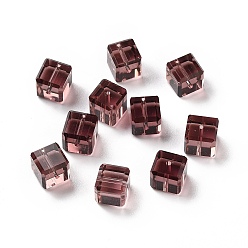 Rouge Violet Pâle Verre imitation perles de cristal autrichien, facette, suqare, rouge violet pâle, 7.5x7.5mm, Trou: 1mm