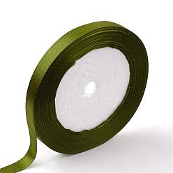 Olive Single Face Satin Ribbon, Polyester Ribbon, Olive, 1/4 inch(6mm), about 25yards/roll(22.86m/roll), 10rolls/group, 250yards/group(228.6m/group)
