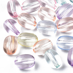 Couleur Mélangete Perles acryliques transparentes, ovale, couleur mixte, 8x10.5mm, Trou: 1.6mm, environ1300 pcs / 500 g