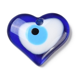 Heart Blue Evil Eye Resin Pendants, Translucent Lucky Eye Charms, Heart, 28x33x7mm, Hole: 3.5mm