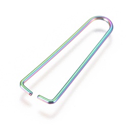 Rainbow Color Ion Plating(IP) 304 Stainless Steel Ice Pick Pinch Bails, Clips for Beads, Rainbow Color, 27x8x1mm, Pin: 1mm