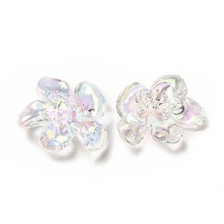 Clair AB Transparentes bouchons acrylique de perles, couleur ab , Flower 5 pétales, clair ab, 20.5x24x7mm, Trou: 1.5mm