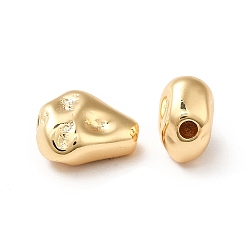 Real 18K Gold Plated Brass Beads, Textured, Teardrop, Real 18K Gold Plated, 12x10x7mm, Hole: 1.8mm
