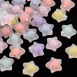 Couleur Mélangete Perles acryliques transparentes, givré, Perle en bourrelet, étoiles, couleur mixte, 10.5x11x7mm, Trou: 2mm, environ1280 pcs / 500 g