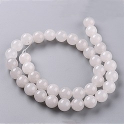 Blanc Perles de jade blanc naturel, ronde, teint, blanc, 10mm, Trou: 1.2mm, Environ 38 pcs/chapelet, 14.96 pouce (38 cm)