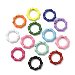 Mixed Color Spray Painted Alloy Spring Gate Ring, Octagon, Mixed Color, 31x6mm