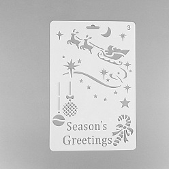Blanco Plantilla creativa de dibujo de navidad navideña, cuentas de mano hueca regla templat, para diy scrapbooking, blanco, 25.9x17.2 cm