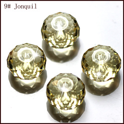 Caqui Oscuro Imitación perlas de cristal austriaco, aaa grado, facetados, Rondana plana, caqui oscuro, 6x4 mm, agujero: 0.7~0.9 mm
