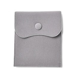 Светло-серый Бархатные мешочки для хранения украшений, прямоугольные сумки для украшений с застежкой-кнопкой, для сережек, хранение колец, светло-серый, 11.7~11.75x9.8~9.85 см