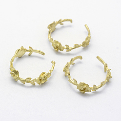 Crudo (Sin Aplanar) Ajustes de anillo de dedo de puño de bronce, sin plomo, cadmio, níquel, flor, crudo (sin chapar), 20 mm