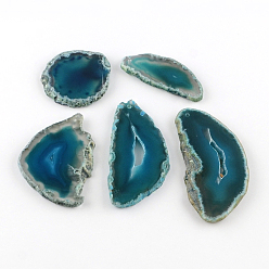 Bleu Marine Forme mixte teint agate naturelle des pierres précieuses gros pendentifs, bleu marine, 39~85x26~62x5~6mm, Trou: 2mm