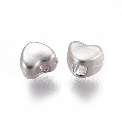 Matte Silver Color Tibetan Style Alloy Spacer Beads, Lead Free & Nickel Free & Cadmium Free, Heart, Matte Silver, 3.5x4x3mm, Hole: 1.5mm