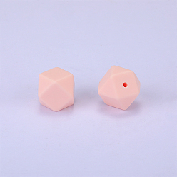 Misty Rose Hexagonal Silicone Beads, Chewing Beads For Teethers, DIY Nursing Necklaces Making, Misty Rose, 23x17.5x23mm, Hole: 2.5mm