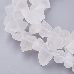 Quartz Crystal Natural Quartz Crystal Beads Strands, Rock Crystal, Nuggets, Frosted, 14.5~21.5x8~11x9~11mm, Hole: 1mm, about 45pcs/strand, 15.7 inch