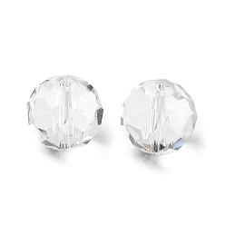Clair Verre imitation perles de cristal autrichien, facette, ronde, clair, 10mm, Trou: 1mm