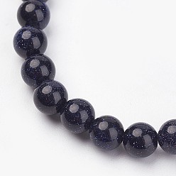 Blue Goldstone Synthetic Blue Goldstone Stretch Bracelets, Round, 48mm(1-7/8 inch), Bead: 6.5mm in diameter.