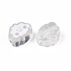 WhiteSmoke Transparent Acrylic Beads, with Enamel, Cloud, WhiteSmoke, 15x20x8mm, Hole: 3mm