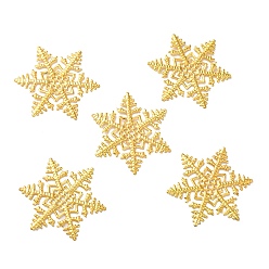 Oro Carpinteros de filigrana de hierro, adornos de metal grabados, copo de nieve, dorado, 45x39x1 mm, agujero: 1.2 mm y 1.8 mm