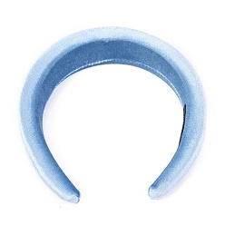 Bleu Ciel Clair Bandeaux épais en tissu éponge floqué, pour les accessoires de cheveux de femme de bricolage, lumière bleu ciel, 14~42mm, diamètre intérieur: 145x125 mm