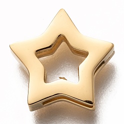 Oro 304 de acero inoxidable encantos de la diapositiva, estrella, dorado, 12x12x3.5 mm, agujero: 8x1.5 mm